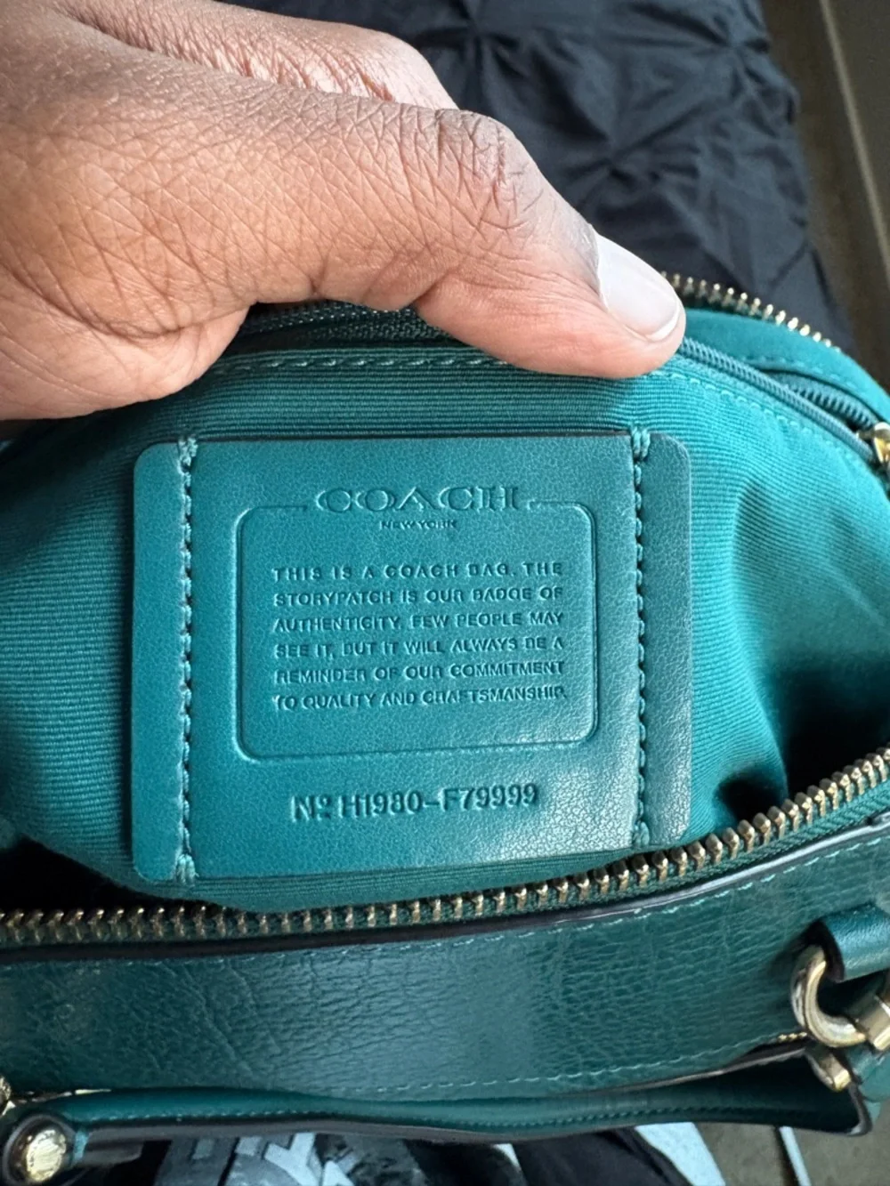 Coach Leather and Suede Satchel Handbag in Green - Picture 5 of 7